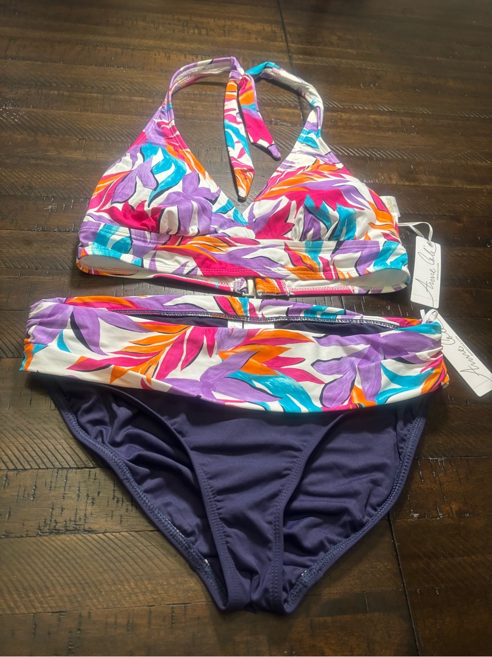 Anne Cole Women's Marilyn Printed Halter Bikini Top & Bottom Size Medium #0023